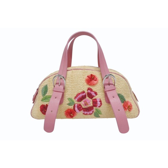 Dior Handbags - Very Dior Galliano era limited edition Boston straw leather embroidery jewels